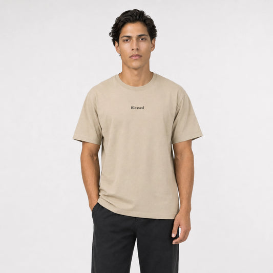 Playera Oversize 'Blessed' Beige