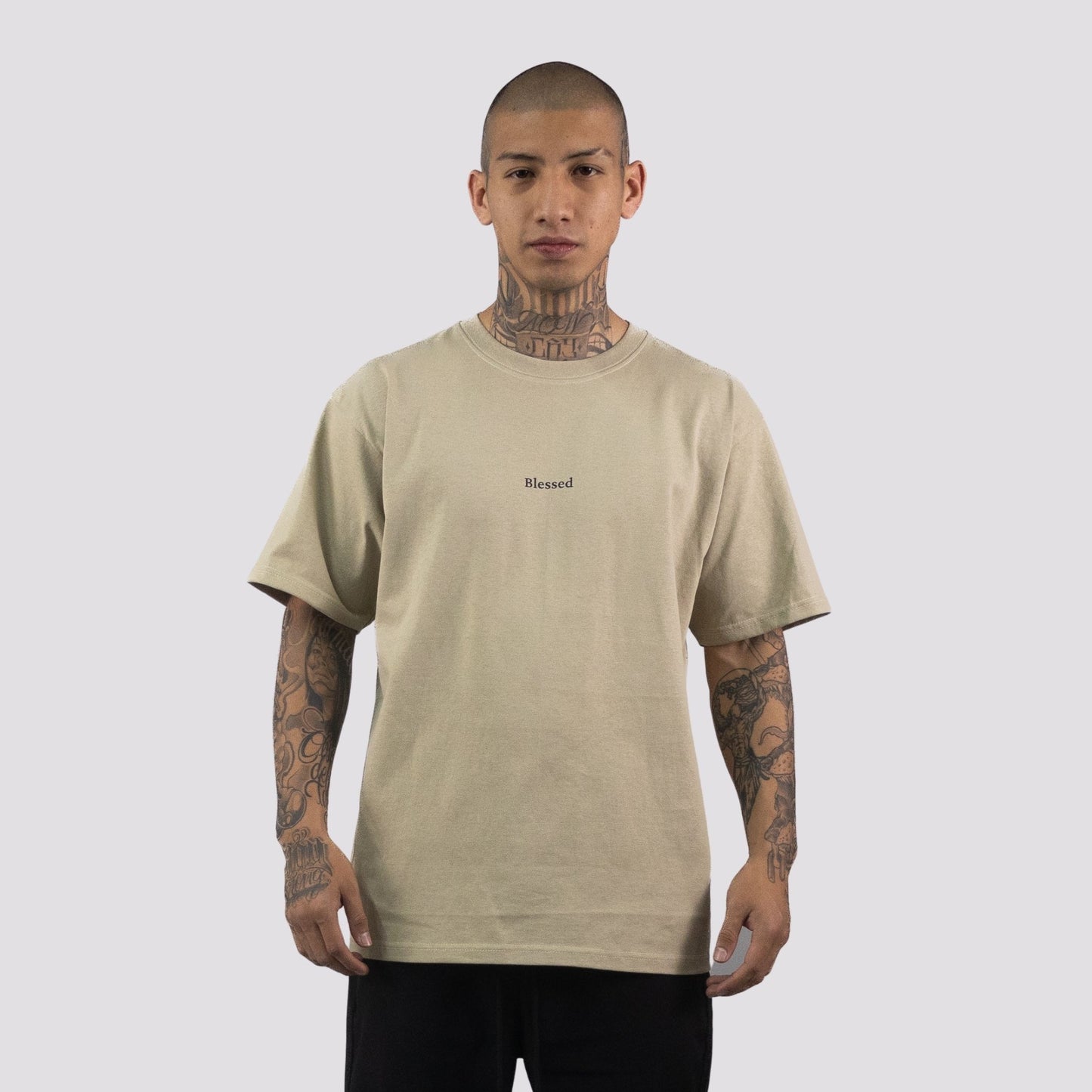 Playera Oversize 'Blessed' Color Beige