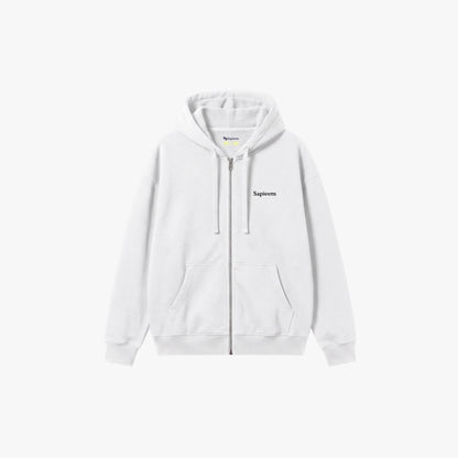 Zipper Hoodie 'Sapieens' Blanca | Corte Relajado y Tacto Suave